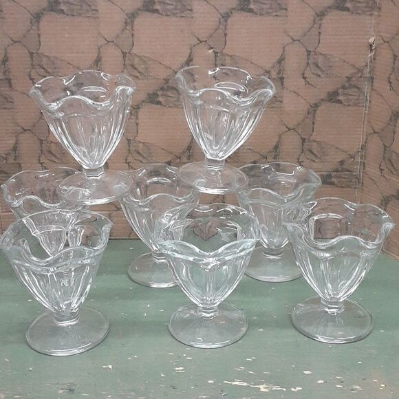 Ice cream sundae/sherbert, set of 8 vintage glass pedestal - Picture 1 of 4